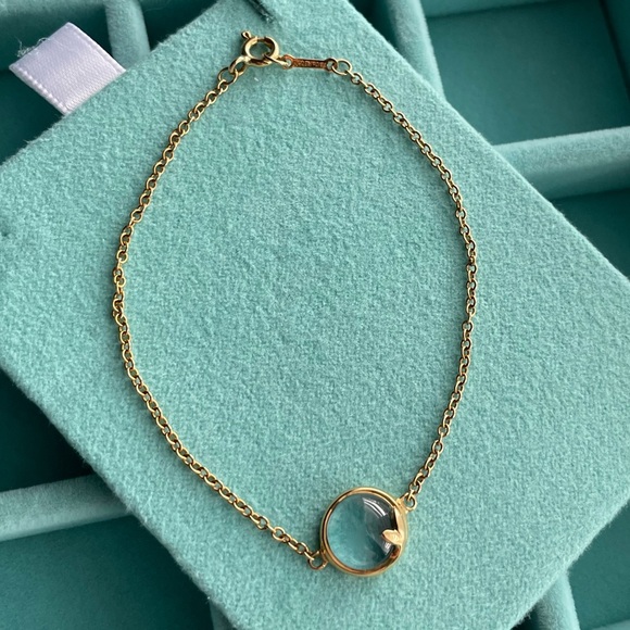 Tiffany yellow gold olive leaf topaz bracelet - Picture 3 of 9